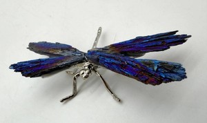 Tourmaline Crystal Dragonfly with Silver Tone Base