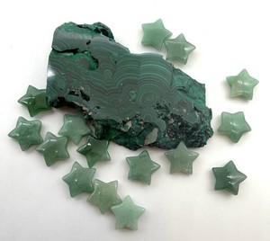 Malachite Slab & Jade Star Cabochons Mixed Lot