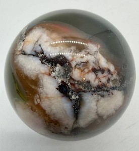 Flower Agate Sphere With Druzy