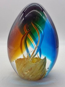 Multicolor Art Glass Egg Sculpture
