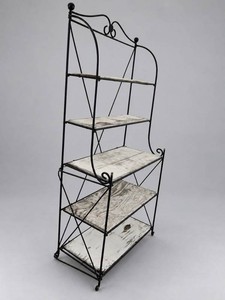 Wrought-Iron Bakers Rack With Five Wood Shelves 32x15x68