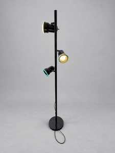 Black Three-Light Floor Lamp With Spotlight Fixtures 64