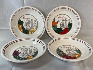 Certified International Salad Bowls - 4 Vegetable Designs with Recipes (Lot of 4)
