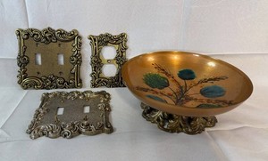 AmerTac Ornate Wall Plates & Signed Hand-Painted Enamel on Copper Bowl signed Sascha B Mixed Lot