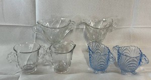Glass Creamers & Sugars Cambridge Caprice Moonlight, Imperial Glass Candlewick  Mixed Lot - 6-Piece
