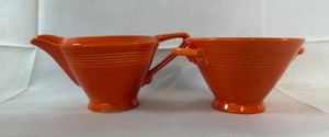 Homer Laughlin Harlequin Unmarked Sugar and Creamer  (Lot of 2)
