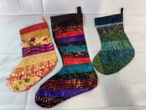 Handmade Fabric Christmas Stockings (Lot of 3)