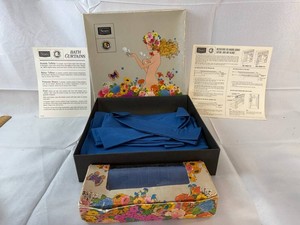 Vintage Sears ColorMates Antique Satin Shower Draperies 96 9070 Navy