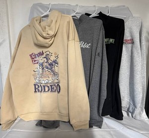 Resale Lot - Coors Banquet Rodeo Hoodie, Gunflint Lodge Fleece Jacket , Pabst 14 zip & Ginellis Crew