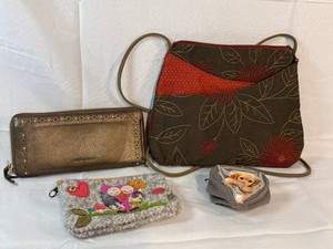 Maruca Designs Artisan Handmade Crossbody, Franco Sarto Wallet, Felt Owl Coin Purse  & Fuzzynation Pouch Mixed Lot of 4