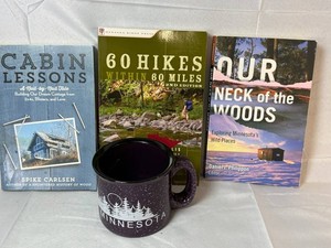 Minnesota Books & Souvenir Mug Mixed Lot Cabin Lessons, Our Neck of the Woods, 60 Hikes within 60 Miles (4pc)