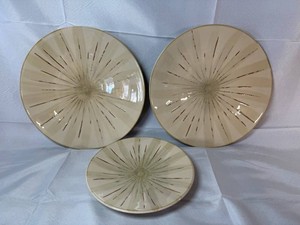 Pier 1 Sanctuary Stoneware Starburst Pattern Ceramic Serving Plates (Lot of 3)