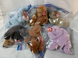 TY Beanie Babies Assorted Plush Animal Toys (Lot of 6)