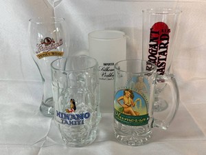 Hinano Tahitia Glass Beer Stein, Plumeria Come and Get Leid Mug, Leinenkugels Honey Weiss Tall Pilsner & Arrogant Bastard Footed Pilsner, Silhouette Vodka Pitcher Glassware Mixed Lot