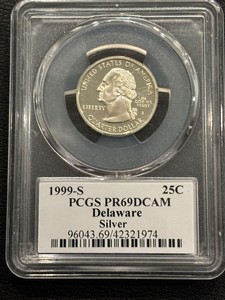 1999-S Delaware Silver Quarter Proof PCGS PR 69 Deep Cameo