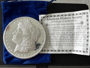 1 Pound 1878 Morgan Dollar Silver Plated Copper Round