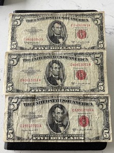 1953 Red Seal $5 Dollar Notes