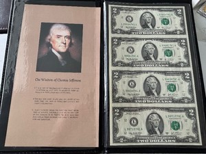 Uncut Sheet 2003 A Green Seal $2 Dollar Federal Reserve Notes