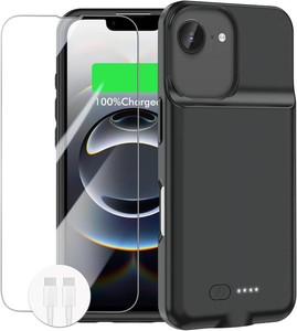 $25 GIN FOXI Battery Case for iPhone 1616e,Rechargeable Charging Case Charger 8500mAh Ultra-Slim Lightweight 15W Fast Battery Pack Anti-Fall TPU Juice Box for iPhone 1616e(6.1) Black