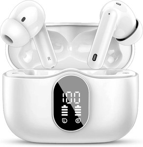 $33 Wireless Earbuds, Bluetooth 5.4 Headphones Bass StereoClear Calls, White