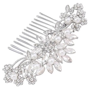 Hapibuy Crystal Wedding Hair Comb Bridal Hair Comb Pearl Wedding Headpiece Silver Hair Clip