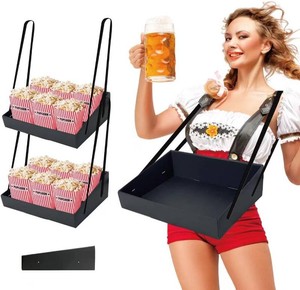 2-Pack Halloween Popcorn Snack Trays with Straps, Black Concession Carriers