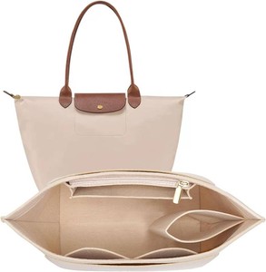 LOUKAYCCI Felt Purse Organizer Insert for Longchamp Le Pliage L Handbag Insert (Large, Beige)