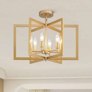 $77 20 Inch Gold Chandelier Geometric 6-Light Fixture