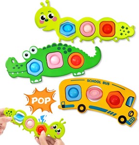 3PC Fidget Popper Sensory Toys Airplane Travel Activities for Toddlers Pop It Fidget Toys for 12 Month Babies 1 2 3 Year Old Girls Boys Christmas Stocking Stuffer Easter Basket Stuffer Gift