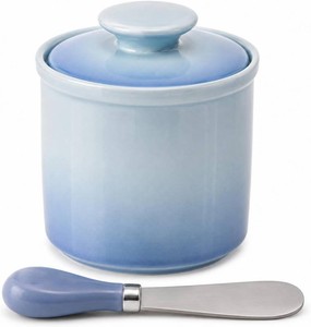 $20 Ceramic French Butter Crock with Spreader,Gradient Blue