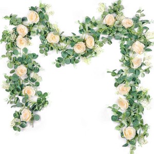 $24 Der Rose 2Pcs 6.5FT Fake Floral Greenery Garland for Backdrop Wedding Decor