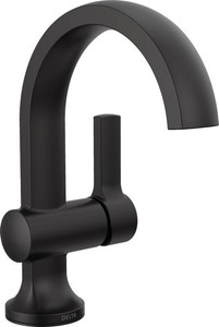 $127 Delta Albion Matte Black Bathroom Faucet 1 Hole, Single Hole Bathroom Sink Faucet for Vanity, Metal Push-Pop Drain Assembly, Matte Black 15855LF-BL