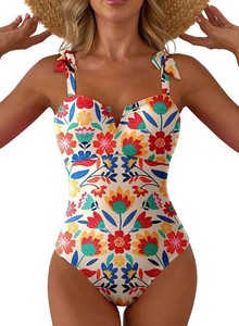 $30 Aleumdr Womens One Piece Swimsuit Tummy Control V Neck Swimwear Size Large
