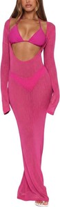 $55 Womens 3 Piece Swimsuit Set Bikini with Sheer Cover Up Maxi Beach Dress