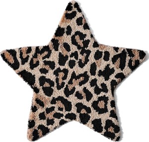 $21 Leopard Star Rug, Cheetah Print Accent Carpet for Y2K Bedroom Decor