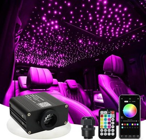 $87 AMKI 16W Starlight Headliner Kit TwinkleSound Activated 600pcs 0.03in9.8ft Cable End Glow Fiber Optic Light APPRemote Control RGBW Starlight Box for Car Home Star Ceiling Decor