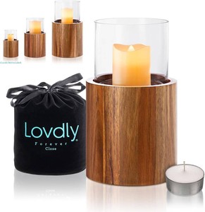 $50 Cremation Urn for Human Ashes  Keepsake Urns for Adult & Pet Ashes  Decorative Urn Made from Premium Wooden Base with Glass Top. Candles Not Included (Wood, Small Acacia)