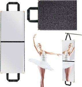 $25 Foldable Acrylic Full Length Mirror with Handle, Black, Bi-Fold