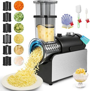 $44 6-IN-1 Electric Cheese Grater Stainless Steel 800W 3S Efficient Cutting