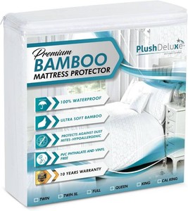 $40 PlushDeluxe Bamboo Waterproof Mattress Protector, King Size, Ultra Soft