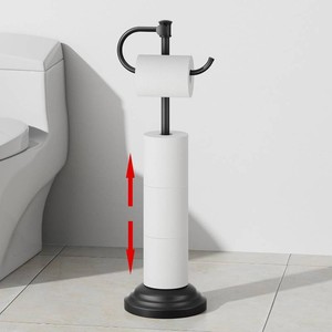 $40 Toilet Paper Holder Stand for Floor Free Standing, Black