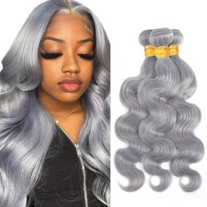 $23 Sliver Grey Human Hair Bundles 20 22 24 inch Body Wave Human Hair Bundles Sliver Grey 100% Unprocessed Raw Quick Weave Hair for Black Women