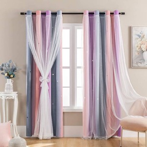 $48 Curtains for Girls Bedroom Kids Room Unicorn Princess Theme Home Decor 84 inches Length GreyPinkPurple, W52 X L84 2 Panels