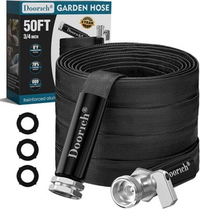 $22 Garden Hose 50ft, Lightweight, Ultra Flexible, Durable, Kink-Free Water Hose with Valve - Made of TPU, Drinking Water Safe Material, Non-Shrinking, Easy to Store, All-Weather, Black