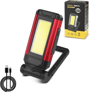 $22 LED Magnetic Work Light, Portable USB Rechargeable COB Light, with Kickstand and Carabiner, 360  Rotating and 180  Rotate Folding Flashlight for Car Repairing, Workshop, Household and Emergency Use