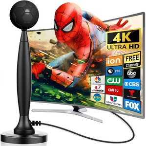 2026 Upgraded TV Antenna for Smart TV, Indoor HDTV Digital Antenna Supports 8k 4k for Free Local Channels,360  Reception Long Range Reception with Amplifier Signal Booster, 16.5ft Coax Cable