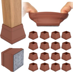 $23 16 PCS Square Chair Leg Floor Protector, 2 in Brown.