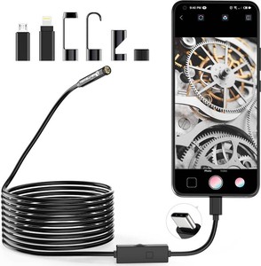 $21 1920P Endoscope Snake Inspection Camera, Type C Borescope, Scope Camera with 8 LED Lights for Android and iOS Smartphone, iPhone, iPad, Samsung (16.5 FT5M)