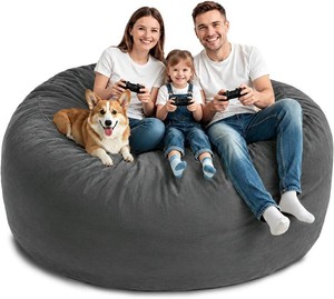 $70 6FT Giant Bean Bag Chair Cover - Soft Fluffy Dutch Velvet Bean Bag Bed (No Filling, Cover Only), Comfy 6FT Bean Bag Cover, Oversized Lazy Sofa Cover