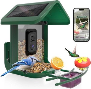 $160 Smart Bird Feeder with Camera Solar Powered, 2K Live Stream for Backyard